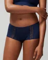 Soma Women's Embraceable Boyshort Panty With Lace In Navy Blue Size Medium |