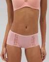 Soma Women's Embraceable Boyshort Panty With Lace In Orange Size Xs |  In Paloma Glow