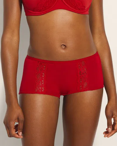 Soma Women's Embraceable Boyshort Panty With Lace In Red Size Xs |