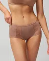 Soma Women's Embraceable Boyshort Panty With Lace In Warm Nude Size Large |  In Brown
