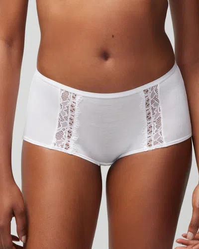 Soma Women's Embraceable Boyshort Panty With Lace In White Size 2xl |