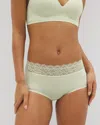 Soma Women's Embraceable Brief Panty With Lace In Green Size Large |