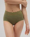 Soma Women's Embraceable Brief Panty With Lace In Green Size Small |