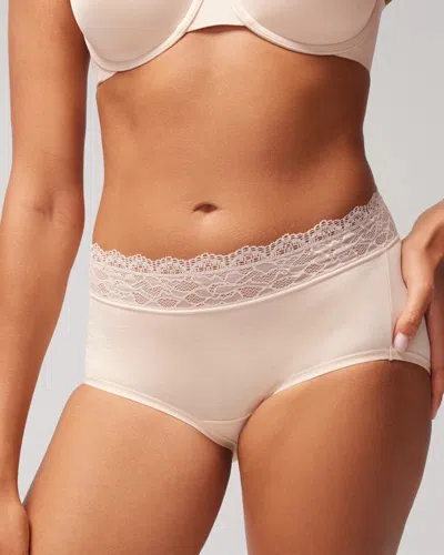 Soma Women's Embraceable Brief Panty With Lace In Light Nude Size Xl |