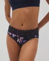 Soma Women's Embraceable High-leg Panty With Lace In Navy Blue Size 2xl |  In Bloom Brightly Mini Navy