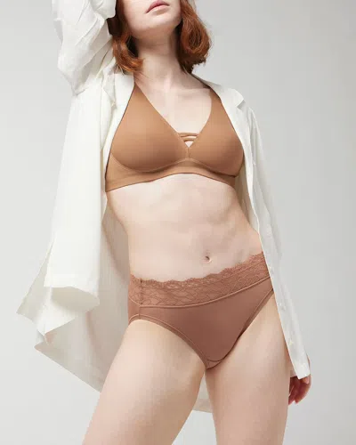 Soma Embraceable Super Soft Enchanting Lace High-leg In Brown