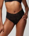 Soma Women's Embraceable High-waist Thong Panty With Lace In Black Size Xl |  In Black