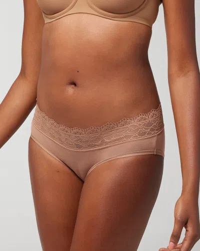 Soma Embraceable Super Soft Enchanting Lace Hipster In Brown
