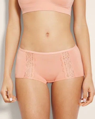 Soma Women's Embraceable Boyshort Panty With Lace In Orange Size Small |  In Peach Clay