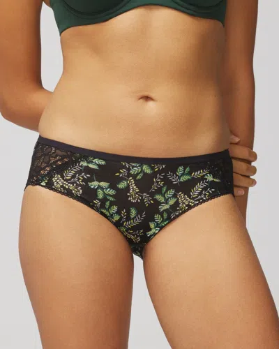 Soma Women's Embraceable Lace Hipster Underwear In Oasis Fronds Black Size Large |