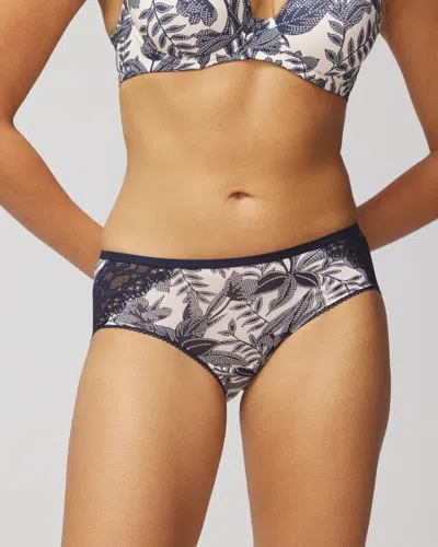 Soma Women's Embraceable Lace Hipster Underwear In Patterned Palms M Ws Navy Size Large |