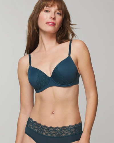 Soma Women's Embraceable Lace Perfect Coverage Convertible Bra In Teal Size 34c |