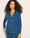 Soma Women's Cotton Modal Long Sleeve Notch Collar Pajama Top In Blue Size Xs |  Pajama Sets In Into The Night Blue