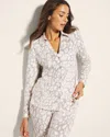 Soma Women's Cotton Modal Long Sleeve Notch Collar Pajama Top In Leopard Print Size 2xl |  Pajama Set In Jaguar Spot G Slvr Taupe