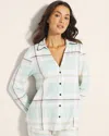 Soma Women's Cotton Modal Long Sleeve Notch Collar Pajama Top In Green Size Xs |  Pajama Sets In Snuggle Up Plaid Green