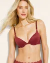 SOMA EMBRACEABLE PUSH-UP PLUNGE BRA WITH LACE IN RED SIZE 32B | SOMA