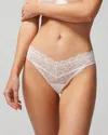 Soma Women's Embraceable Thong Panty With Lace In Ivory Size Large |