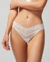 Soma Women's Embraceable Thong Panty With Lace In Ivory Size Xs |  In Ivory