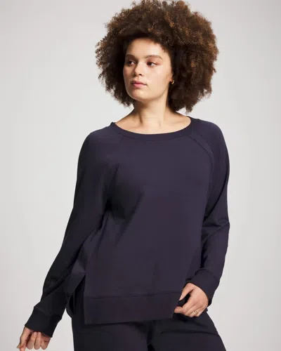 Soma Women's Essential Terry Crewneck Sweatshirt In Blue Size Small |  In Deep Indigo