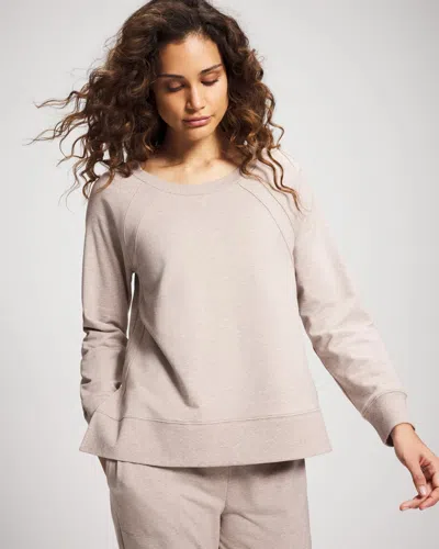 Soma Women's Essential Terry Crewneck Sweatshirt In Brown Size Small |  In Heather Mink