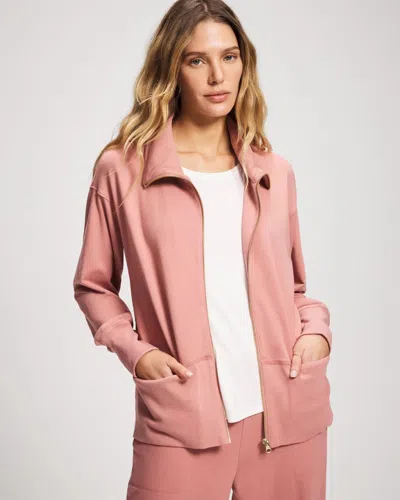 Soma Women's Essential Terry Jacket In Pink Size Small |  In Cinder Rose