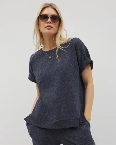 Soma Women's Essential Terry Relaxed Short Sleeve Top In Blue Size Medium |  Gifts For Mom In Heather Eclipse