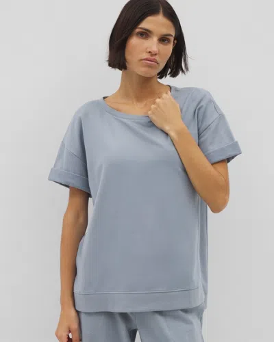 Soma Women's Essential Terry Relaxed Short Sleeve Top In Blue Size Medium |  Gifts For Mom In Tradewinds