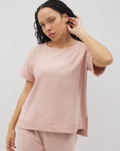 Soma Women's Essential Terry Relaxed Short Sleeve Top In Neutral Size 2xl |  Gifts For Mom In Heather Clay