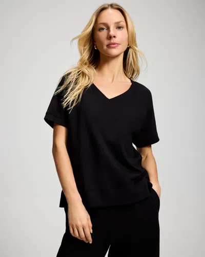 Soma Women's Essential Terry Short Sleeve Raglan Top In Black Size Xs |