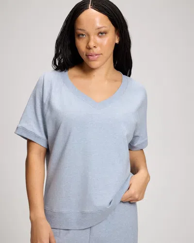 Soma Women's Essential Terry Short Sleeve Raglan Top In Blue Size Xs |  In Heather Marina