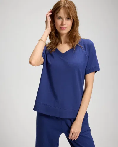 Soma Women's Essential Terry Short Sleeve Raglan Top In Blue Size Xs |  In True Blue