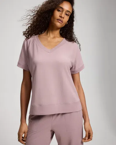 Soma Women's Essential Terry Short Sleeve Raglan Top In Purple Size Xs |  In Violet Stone