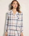 Soma Women's Flannel Super Soft Long Sleeve Pajama Top In Blue Size Small |  Pajama Sets In Dreamiest Plaid Gray