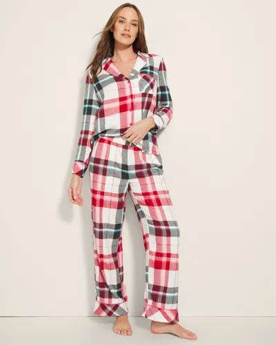 Soma Women's Flannel Super Soft Pajama Pants In Ivory Size Xl |  Pajama Sets In Fireside Plaid Champagne