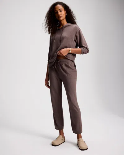 Soma Women's Fleece Tapered Sweatpants In Brown Size Small |  In Heather Cocoa