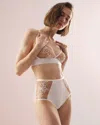 Soma Women's Framed Embroidery High-waisted Cheeky Panty In Ivory Size Medium |