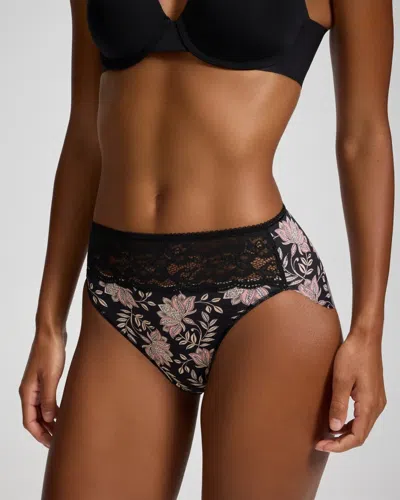 Soma Women's High-leg No-show Panty With Lace In Black Size Xs |  Vanishing Edge Panties In Eclipse Floral Mini Black