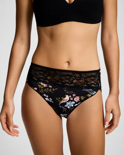 Soma Women's High-leg No-show Panty With Lace In Black Size Xs |  Vanishing Edge Panties In Windswept Floral M Black