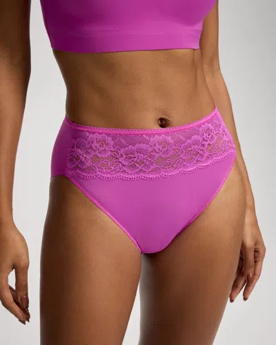 Soma Women's High-leg No-show Panty With Lace In Purple Size Xs |  Vanishing Edge Panties In Orchid Daze
