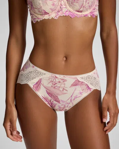 Soma Women's High-leg Panty With Crochet Lace In Ivory Size Xs |  In Tropical Radiance M White
