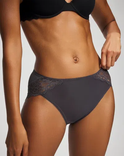 Soma Women's High-leg Panty With Lace In Gray Size Small |  In Gray Ink