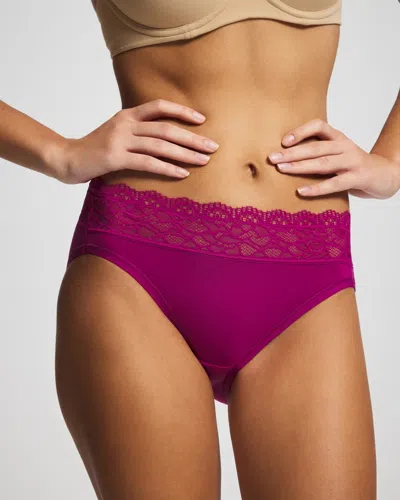 Soma Women's High-leg Panty With Lace In Pink Size Medium |  In Magenta Orchid