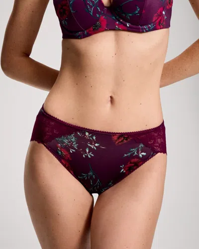 Soma Women's High-leg Panty With Perfect Lace In Purple Size Xs |  In Scarlet Botanica M Plum