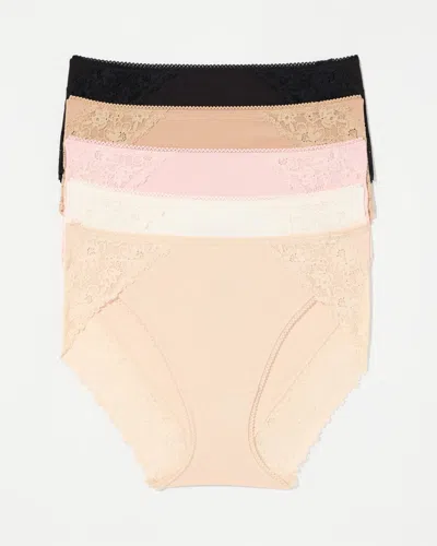 Soma Women's High-leg With Perfect Lace Panty In Neutral Size Xs |  In Basic Multi Pack