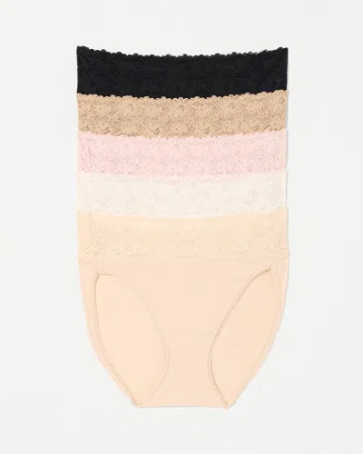 Soma Women's High-leg With Perfect Lace Waist Panty In Neutral Size Xs |  In Basic Multi Pack
