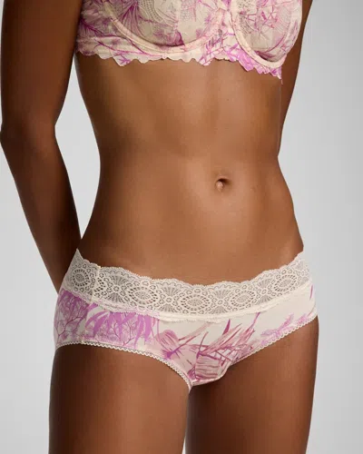Soma Women's Hipster Panty With Crochet Lace Waist In Ivory Size Small |  In Tropical Radiance M White