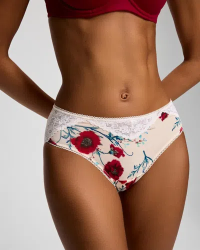 Soma Women's Hipster Panty With Perfect Lace In Ivory Size Medium |  In Scarlet Botanica M Champ