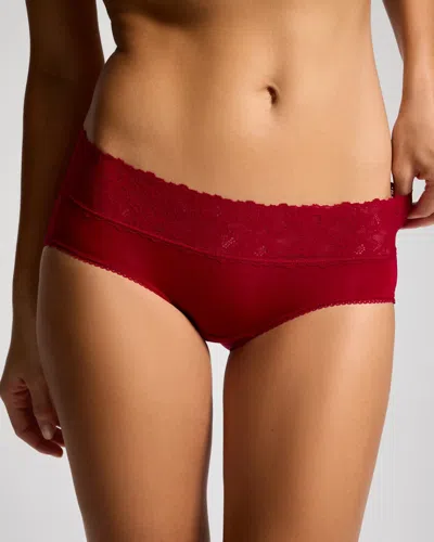 Soma Women's Hipster Panty With Perfect Lace Waist In Red Size Small |