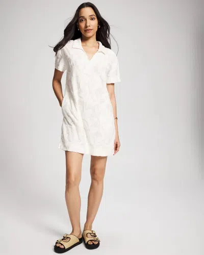 Soma Women's Jacquard Terry Button Up Dress In Ivory Size Small |  In Shea