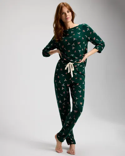 Soma Women's Jogger  Pants In Green Size Small |   Sets In Bows And Bells Green